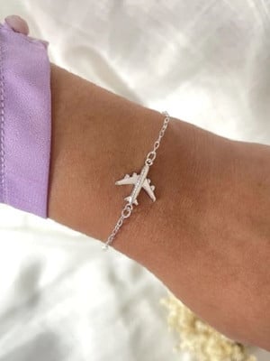 Pulseira avião prateada