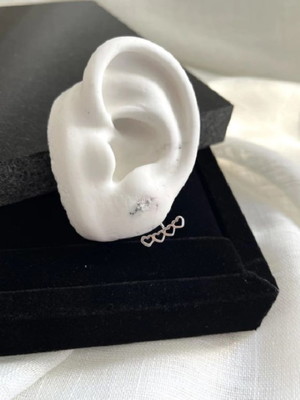Earcuff prateado zircônia ponto de luz coração