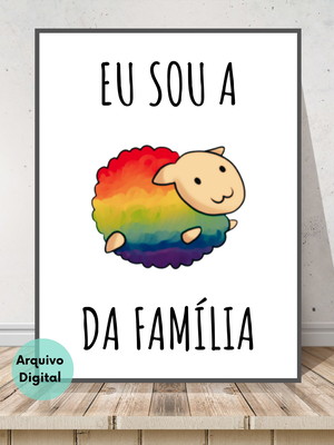 Lgbt- arte digital para imprimir ovelha arco-íris da família