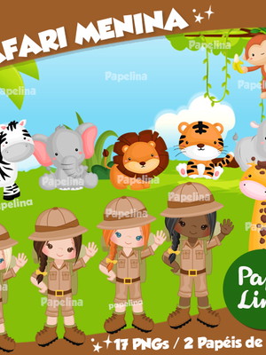 Kit digital safari menina