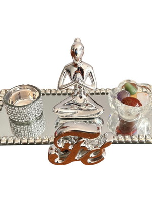 Pedras naturais 7 chakras yoga porta vela bandeja aparador