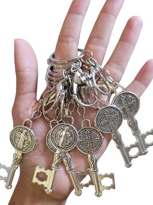 Kit 12 chaveiros chave medalha são bento 5 cm mosquete