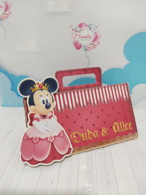 Caixa bolsinha 3d - minnie realeza