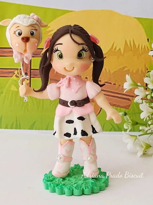 Apliques em biscuit menina fazendeira