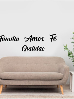 Kit 4 apliques palavras amor gratidão fé família mdf preto