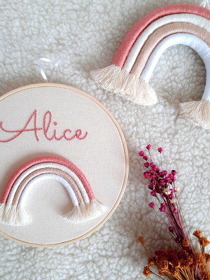 Kit porta de maternidade e arco-íris boho pequeno