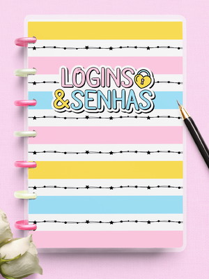 Mini caderno de disco logins e senhas - locked