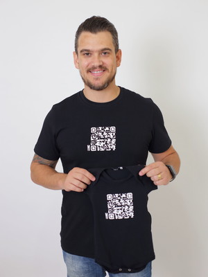 Kit camisetas tal pai tal body bebe qr code