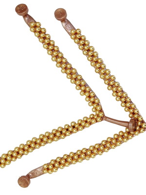 1 par de tiras para chinelo decorado com pérolas douradas