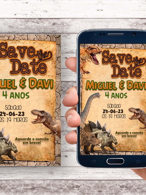 Convite save the date - dinossauro 02