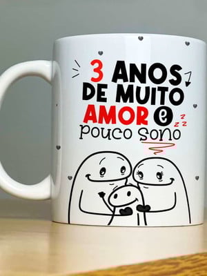 Caneca "3 anos de muito..." dia dos namorados - promoção