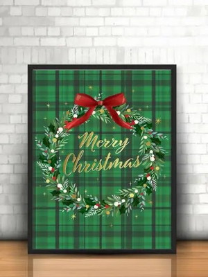 Quadro decorativo guirlanda de natal verde (a3- com vidro)