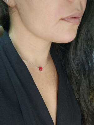 Gargantilha choker ágata vermelha pedra natural prata 925