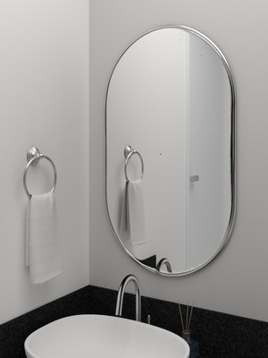 Espelho oval com moldura slim metalizada prata