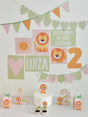 Kit festa leãozinho papelaria personalizada