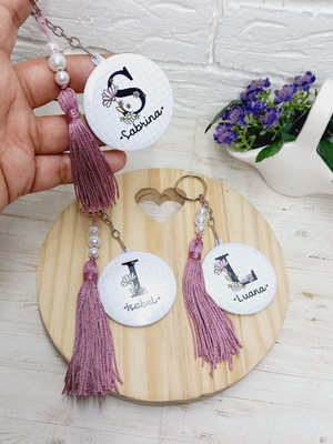 Chaveiro com nome personalizado rose