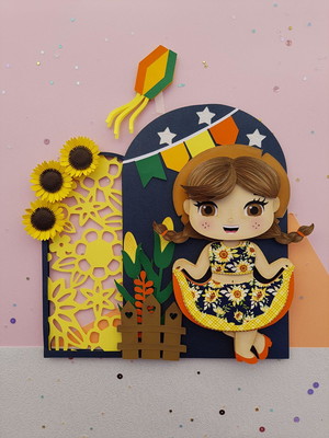 Topo de bolo junino-festa junina- menina