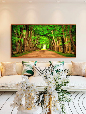 Quadro caminho com árvores natureza canvas moldura 90x60
