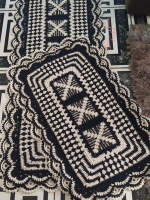 Conjunto de tapete de crochê donna