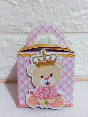 Caixa cubo com alça ursinha princesa