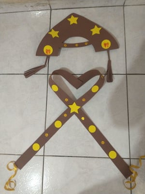 Kit cangaceiro maria bonita infantil chapéu + cartucheira