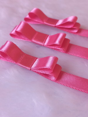 Laço duplo cetim com fita de fechamento - laço rosa com fita