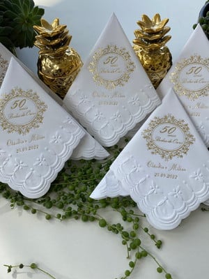 Guardanapos bodas de ouro 24xcm - gravação em hot stamping