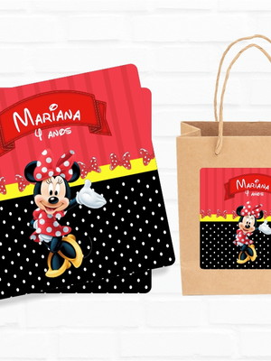 Adesivo para sacola minnie mouse vermelha