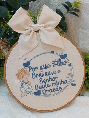 Enfeite maternidade bastidor bordado - versículo