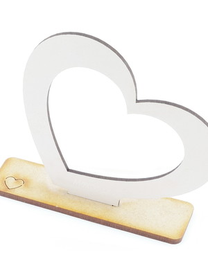 Letra decorativa de mesa mdf branco 10cm altura - coração