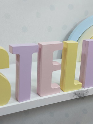 Nomes de mesa em mdf candy color - 12cm kit com 6un