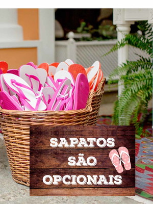 Placa para casamento - sapatos são opcionais
