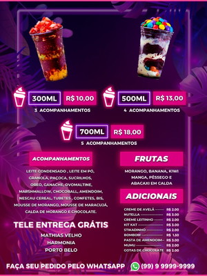 Cardápio editável de açaí - canva