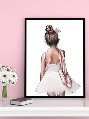 Quadro ilustração bailarina de costas (a3- com vidro)