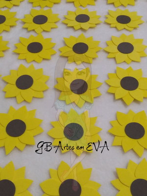 10 apliques girassol em eva 8cm