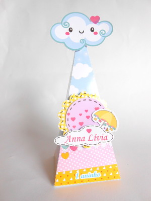 Caixa cone 3d - chuva de amor