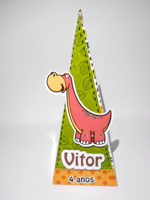 Caixa cone 3d - dinossauros