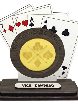Troféu baralho truco poker jogo de cartas vice-campeão 1529
