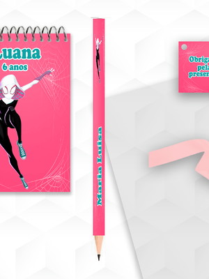 Bloquinho com lápis gwen personalizado