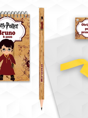 Bloquinho com lápis harry potter personalizado