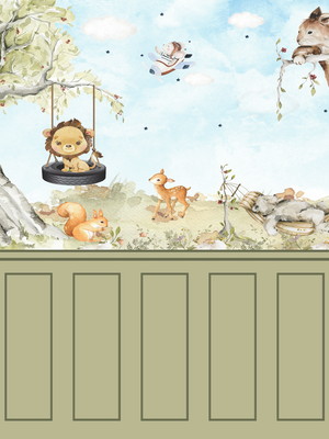 Papel de parede quarto bebê tema animais safari infantil m²