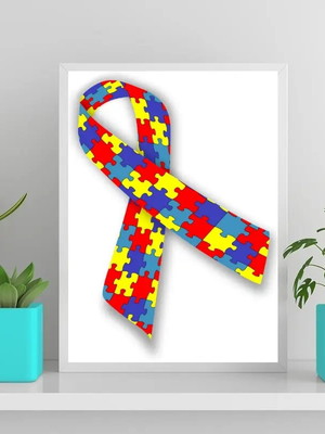 Quadro símbolo autismo (a3- com vidro)