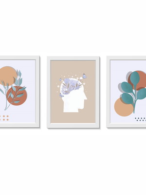 Quadros decorativos psicologia a3 molduras brancas