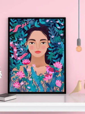 Quadro tropical woman (a3- com vidro)