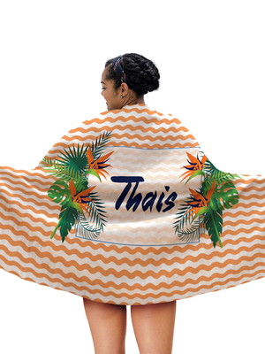 Canga de praia personalizada nome flores flor tropical