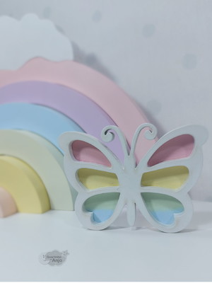 Adorno infantil borboleta vazada mdf decoração infantil