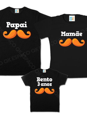 Kit família bita bigode personalizado com 3