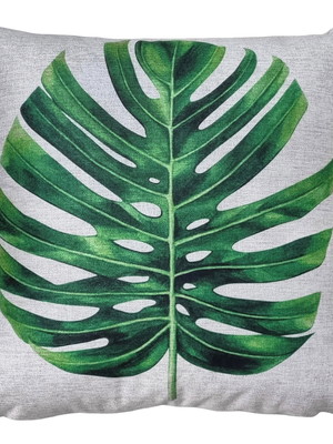 Almofada linho cru rústico folha costela adão 45x45 c/ refil