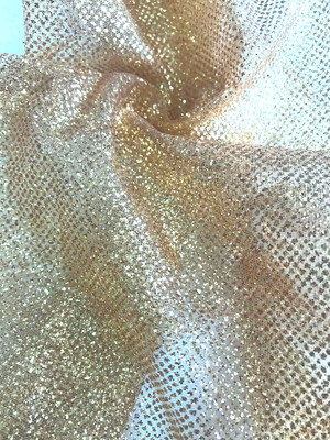 Tecido tule brilhante com glitter dourado 1,00 x 1,40 metros