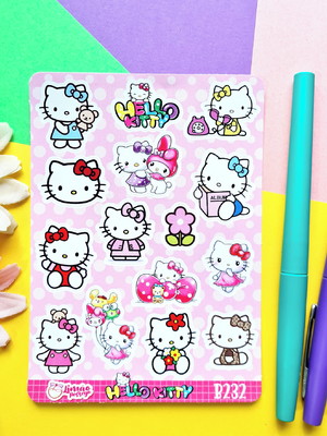 Cartela de adesivos - hello kitty